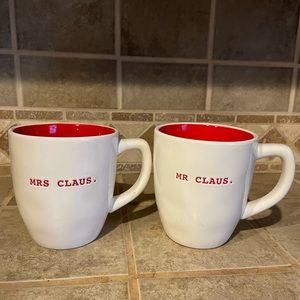 Rae Dunn Mr. & Mrs. Claus large mugs